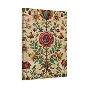Folk Floral Pattern, Iranian Inspired 03 - 18 in x 24 in Matte Canvas, Stretched, 1.25 in