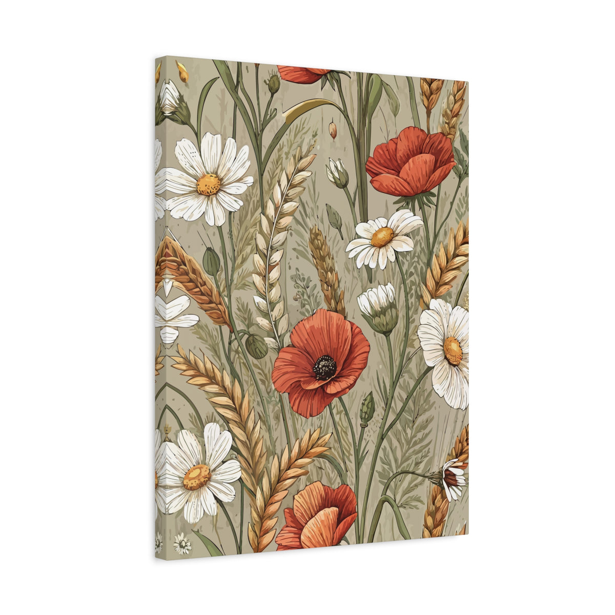 Wildflowers Pattern 141 - 18 in x 24 in Matte Canvas, Stretched, 1.25 in