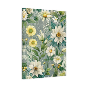 Folk Floral Pattern, Alpine Inspired 04 - 18 in x 24 in Matte Canvas, Stretched, 1.25 in