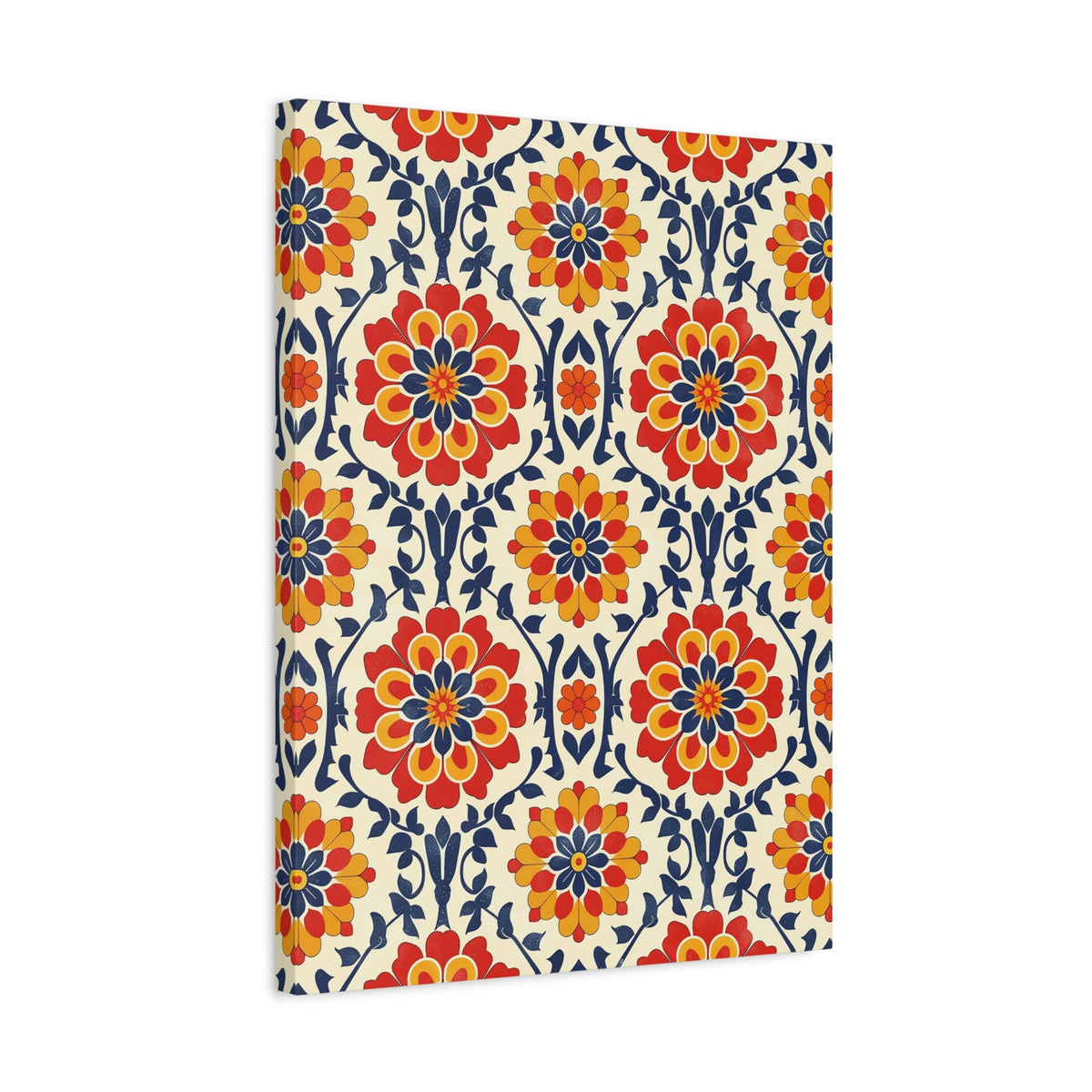 Mexican Floral Fiesta Pattern 047 - 18 in x 24 in Matte Canvas, Stretched, 1.25 in