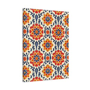 Mexican Floral Fiesta Pattern 047 - 18 in x 24 in Matte Canvas, Stretched, 1.25 in