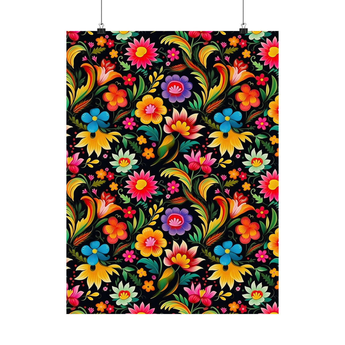 Mexican Floral Fiesta Pattern 033 - 18 in x 24 in Matte Poster