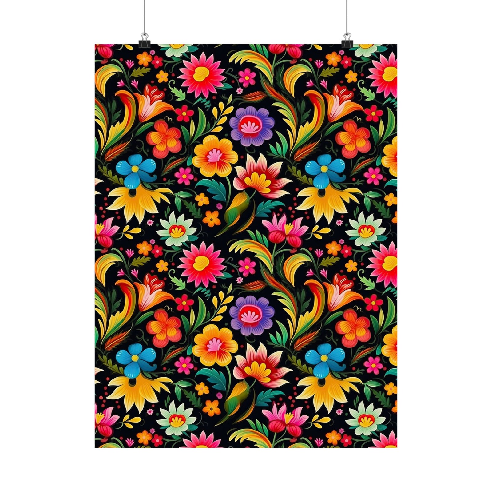 Mexican Floral Fiesta Pattern 033 - 18 in x 24 in Matte Poster