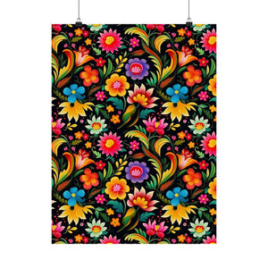 Mexican Floral Fiesta Pattern 033 - 18 in x 24 in Matte Poster