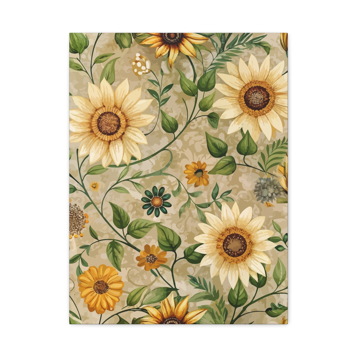 Folk Floral Pattern, Appalachian Inspired 01 - 18 in x 24 in Matte Canvas, Stretched, 1.25 in