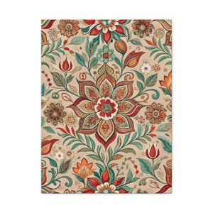 Folk Floral Pattern, Moroccan Inspired 03 - 18 in x 24 in Matte Canvas, Stretched, 1.25 in