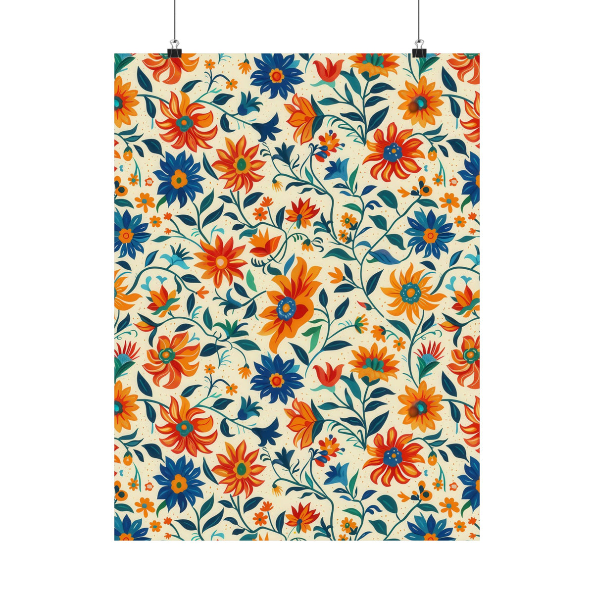 Mexican Floral Fiesta Pattern 012 - 18 in x 24 in Matte Poster