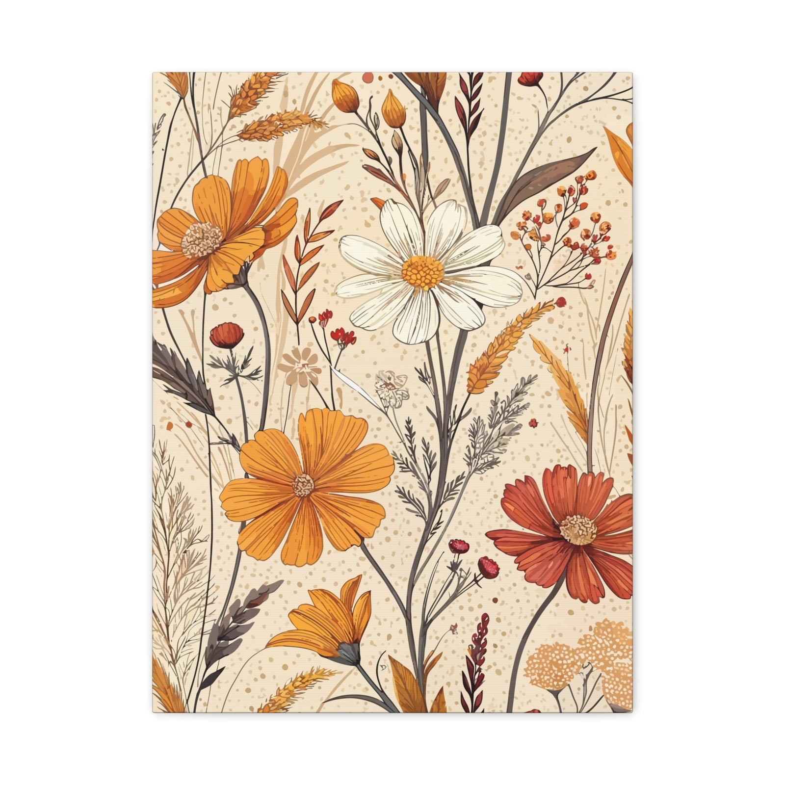 Wildflowers Pattern 021 - 18 in x 24 in Matte Canvas, Stretched, 1.25 in