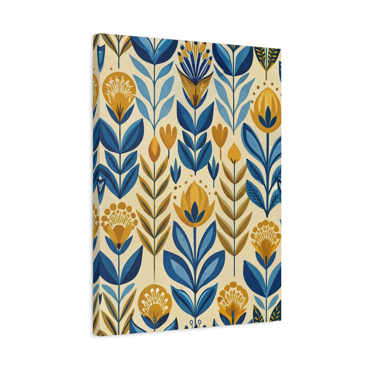 Folk Floral Pattern, Scandinavian Inspired 02 - 18 in x 24 in Matte Canvas, Stretched, 1.25 in
