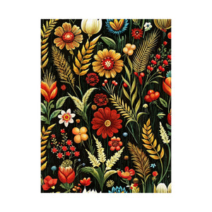 Folk Floral Pattern, Balkan Inspired 01 - 18 in x 24 in Matte Poster
