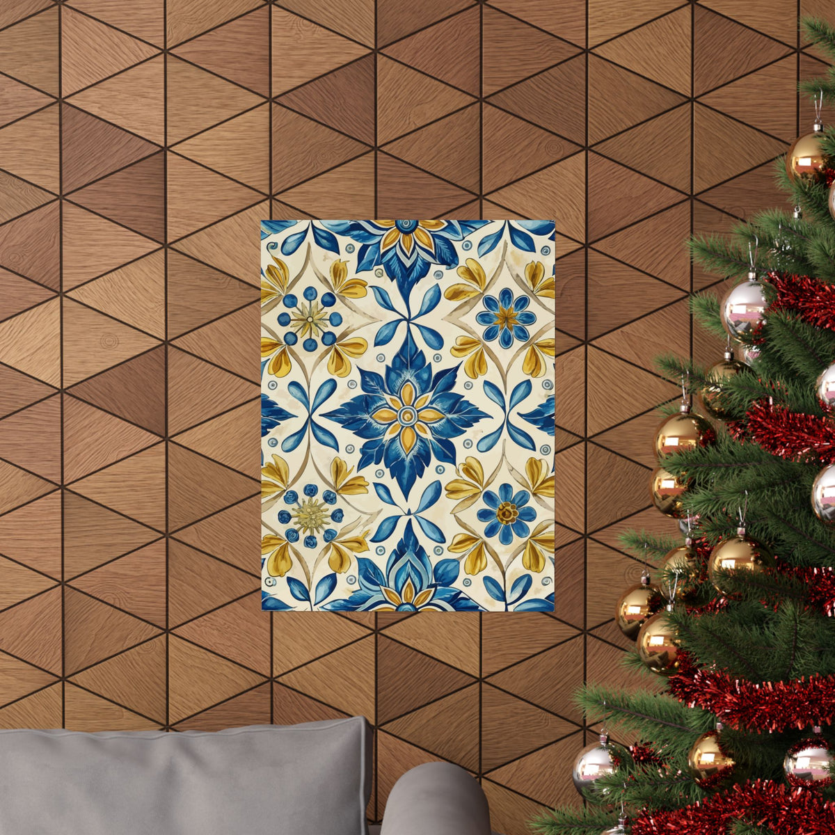 Folk Floral Pattern, Portuguese Inspired 01 - 18 in x 24 in Matte Poster