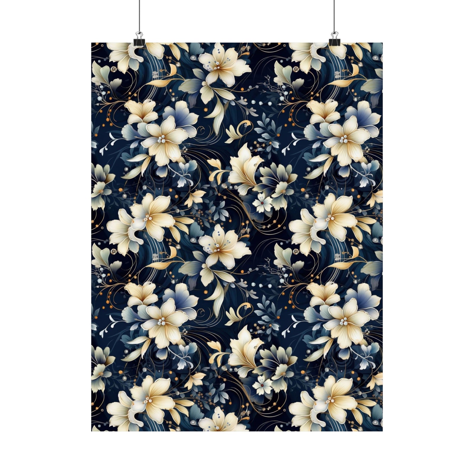 Nocturnal Bloom Pattern 006 - 18 in x 24 in Matte Poster