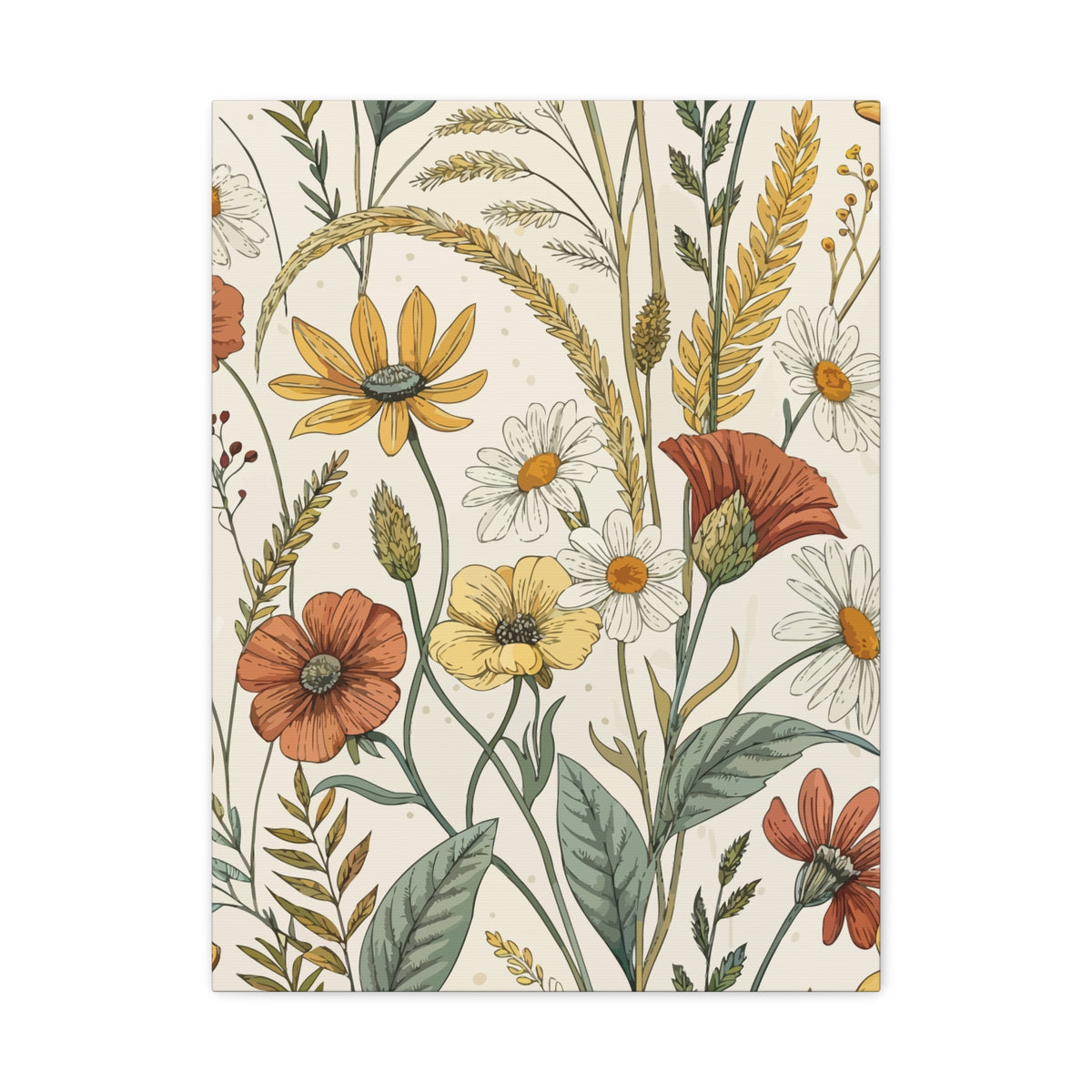 Wildflowers Pattern 001 - 18 in x 24 in Matte Canvas, Stretched, 1.25 in