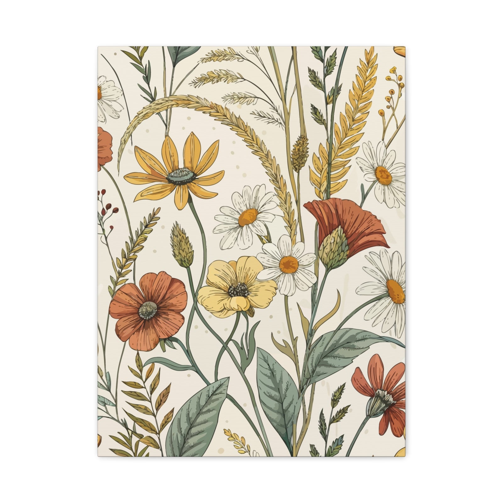 Wildflowers Pattern 001 - 18 in x 24 in Matte Canvas, Stretched, 1.25 in