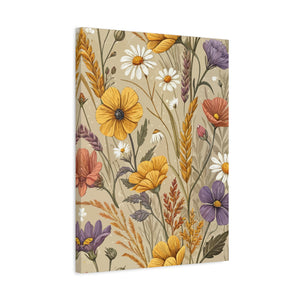 Wildflowers Pattern 174 - 18 in x 24 in Matte Canvas, Stretched, 1.25 in
