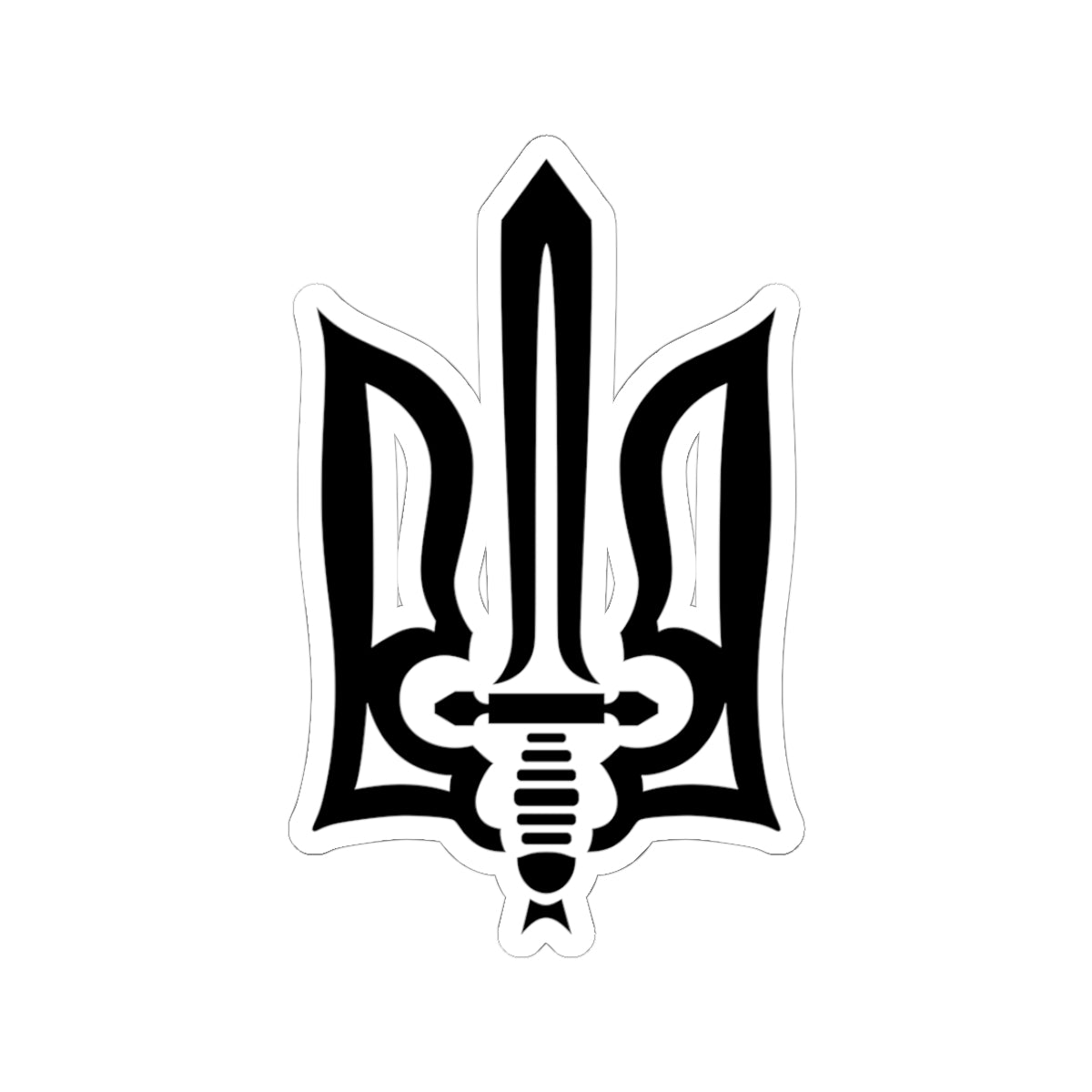 Stylized Tryzub (Black) - 3" x 3" Kiss-Cut Sticker