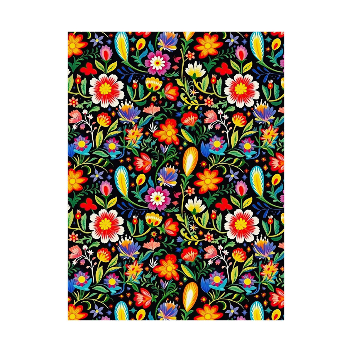 Mexican Floral Fiesta Pattern 038 - 18 in x 24 in Matte Poster