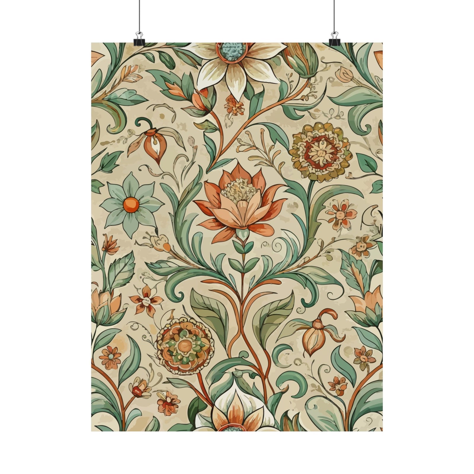 Folk Floral Pattern, Middle Eastern Inspired 01 - 18 in x 24 in Matte Poster