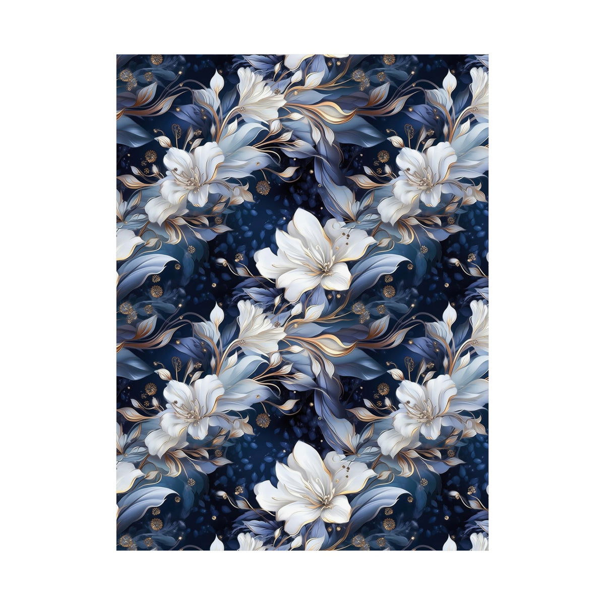 Nocturnal Bloom Pattern 005 - 18 in x 24 in Matte Poster