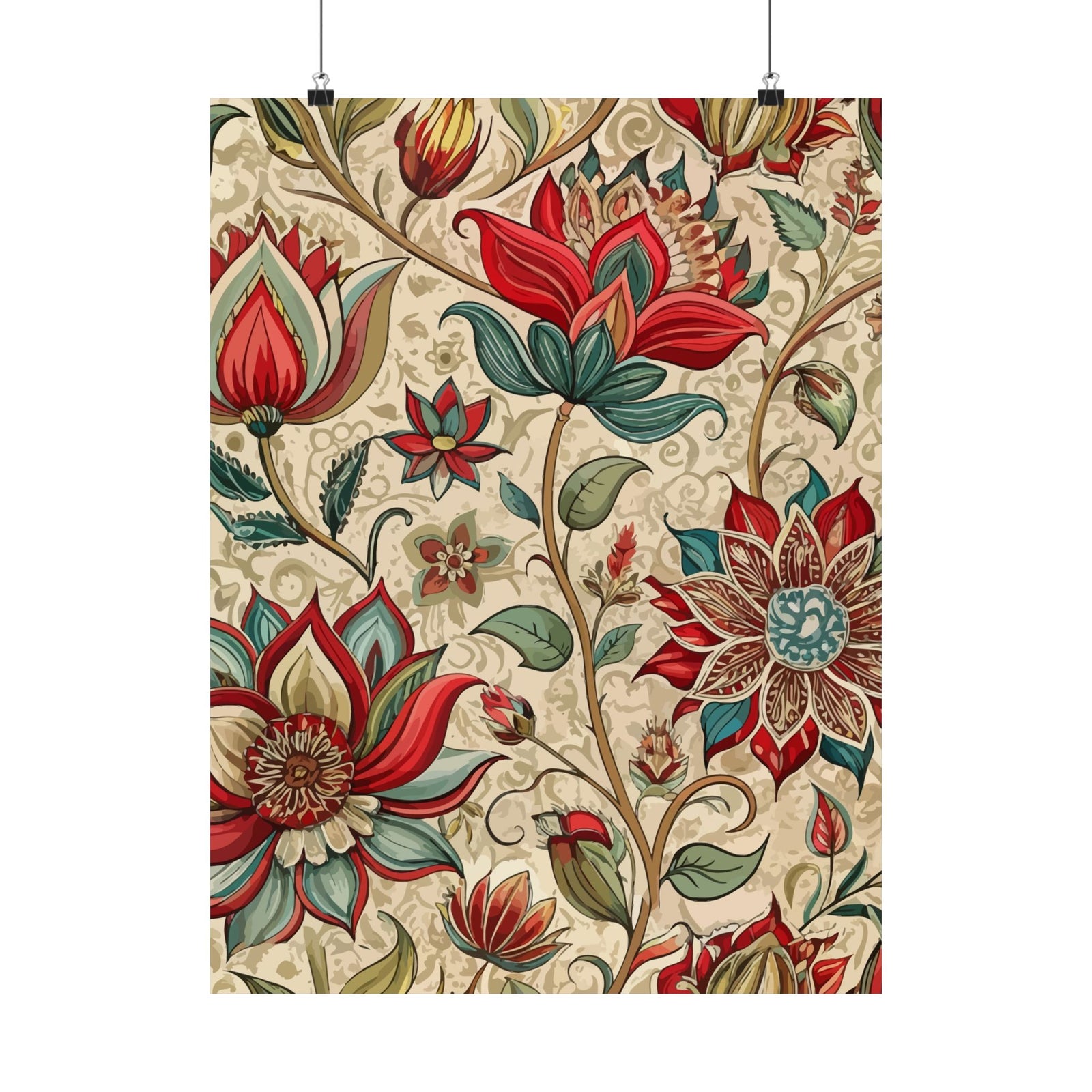 Folk Floral Pattern, Indian Inspired 09 - 18 in x 24 in Matte Poster