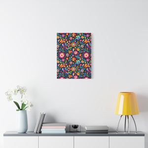 Mexican Floral Fiesta Pattern 053 - 18 in x 24 in Matte Canvas, Stretched, 1.25 in