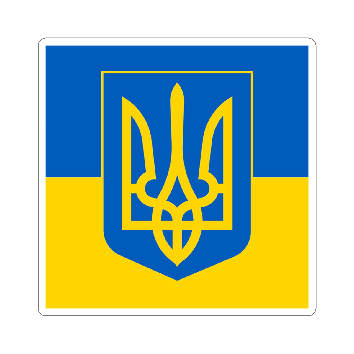 Tryzub And Flag Of Ukraine - 3" x 3" Kiss-Cut Sticker