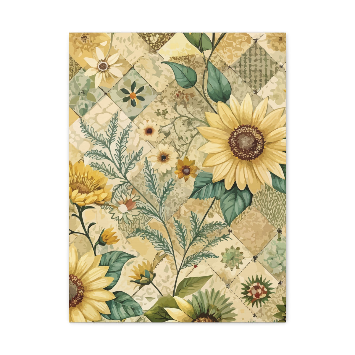 Folk Floral Pattern, Appalachian Inspired 03 - 18 in x 24 in Matte Canvas, Stretched, 1.25 in