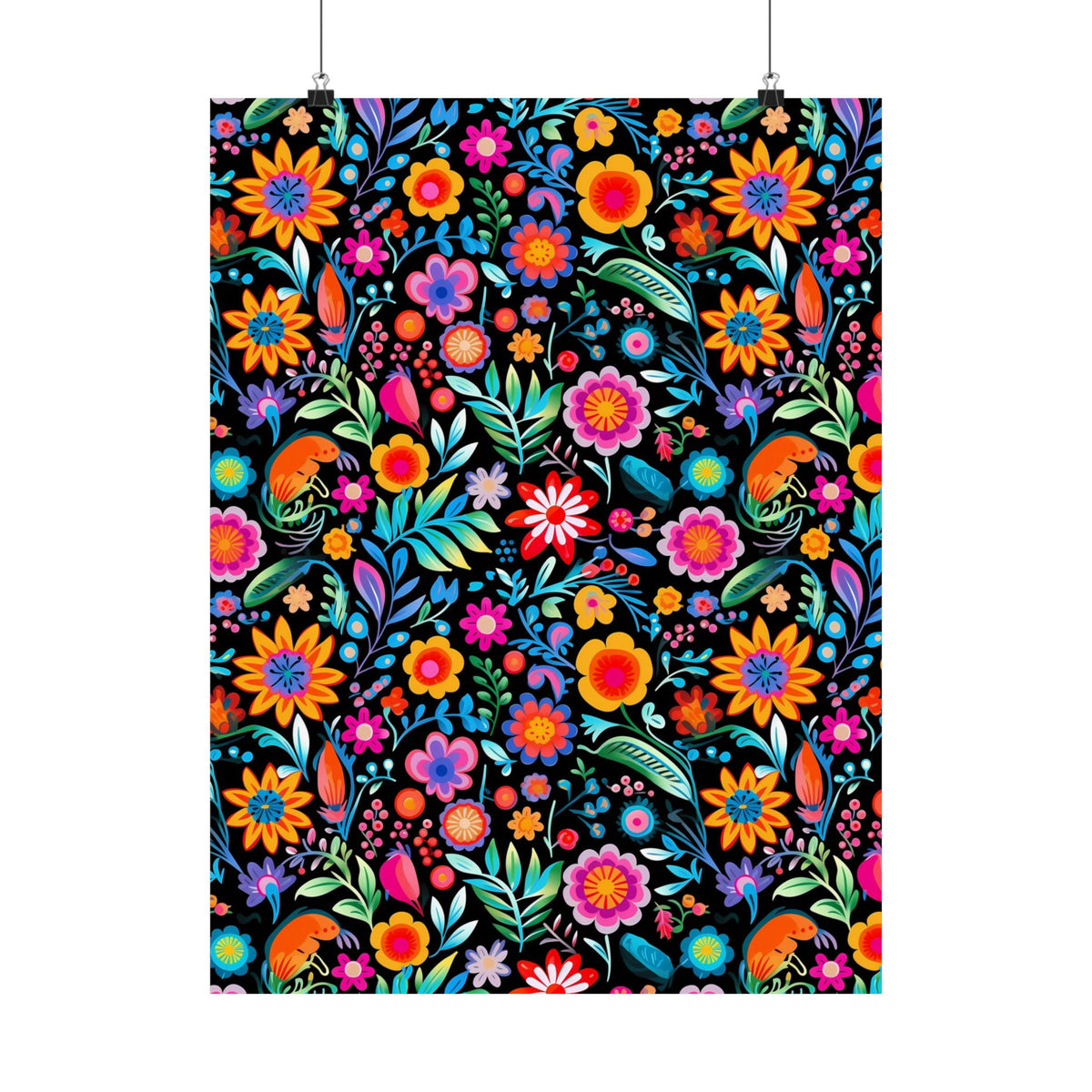 Mexican Floral Fiesta Pattern 060 - 18 in x 24 in Matte Poster
