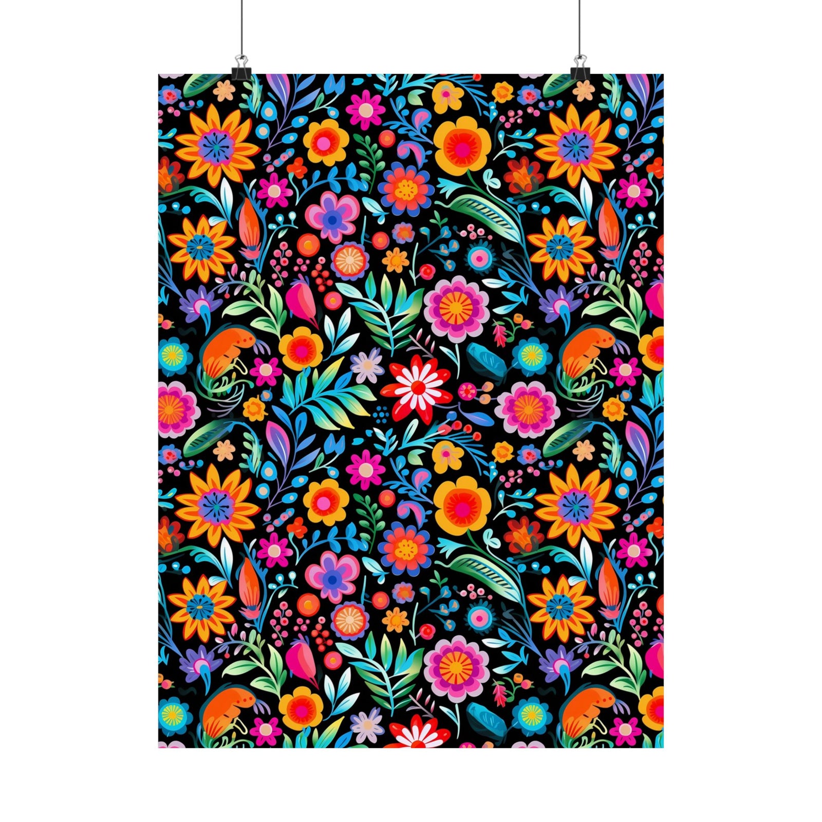 Mexican Floral Fiesta Pattern 060 - 18 in x 24 in Matte Poster