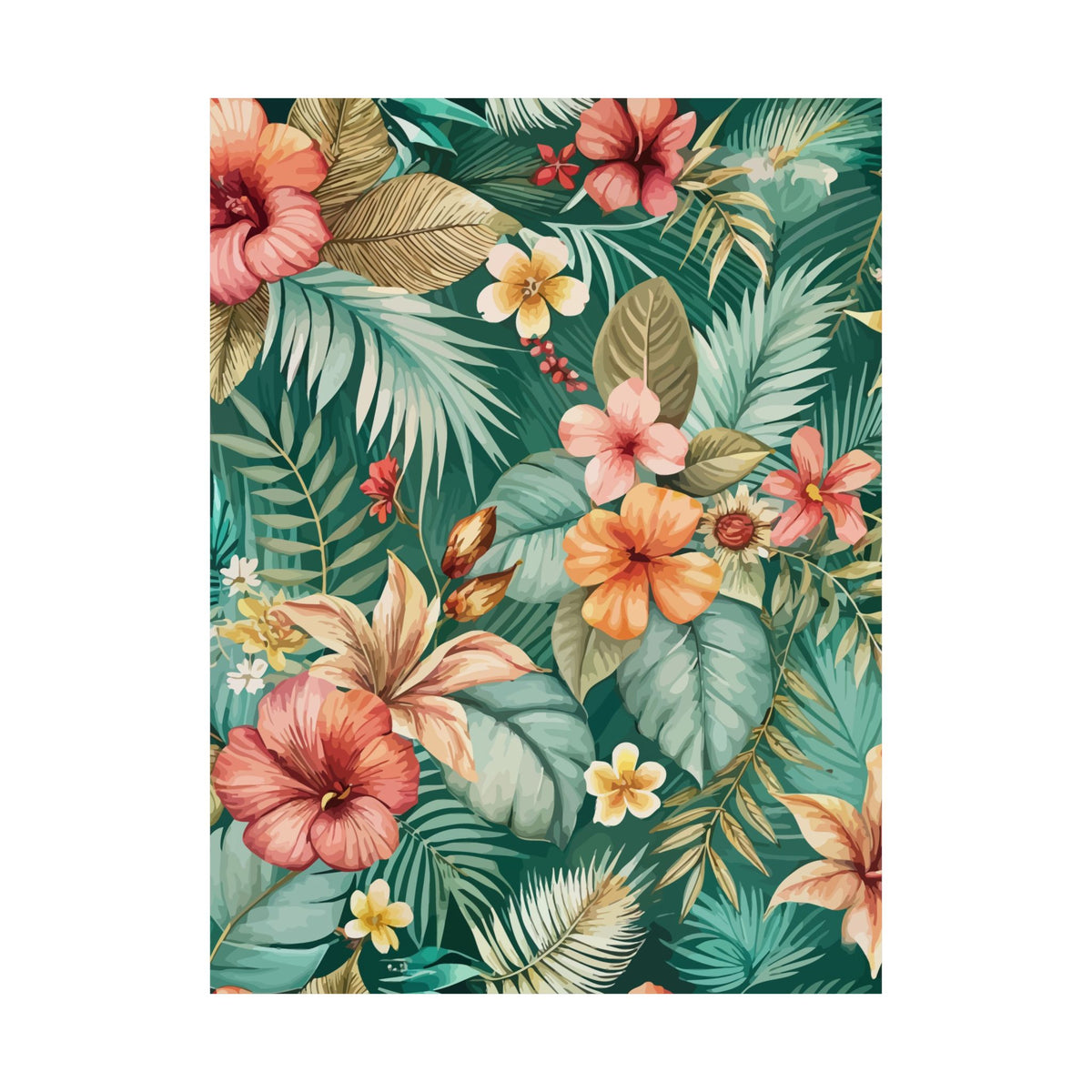 Folk Floral Pattern, Balinese Inspired 05 - 18 in x 24 in Matte Poster