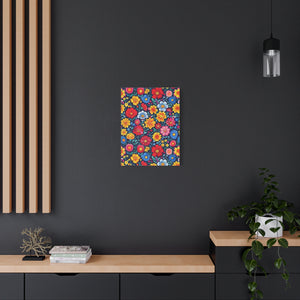Mexican Floral Fiesta Pattern 048 - 18 in x 24 in Matte Canvas, Stretched, 1.25 in