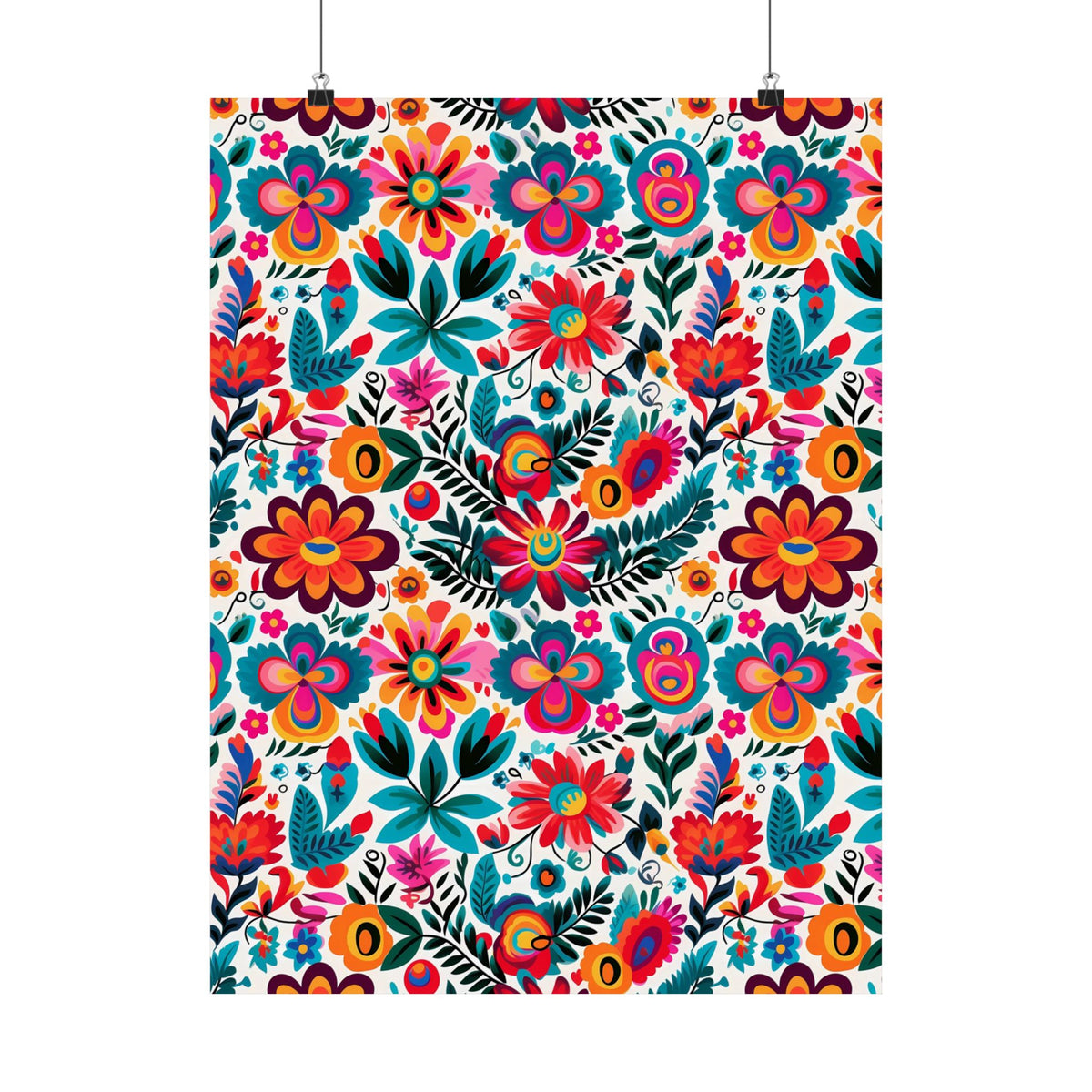 Mexican Floral Fiesta Pattern 051 - 18 in x 24 in Matte Poster