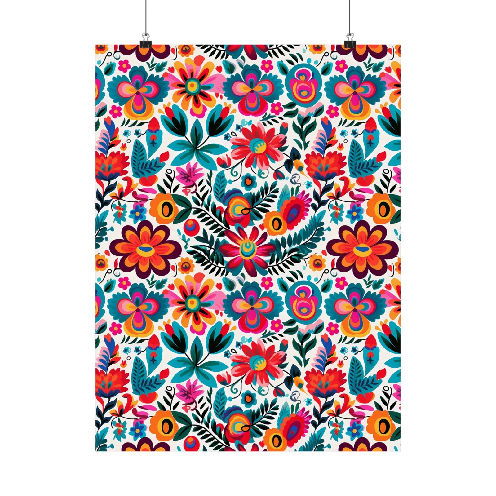 Mexican Floral Fiesta Pattern 051 - 18 in x 24 in Matte Poster