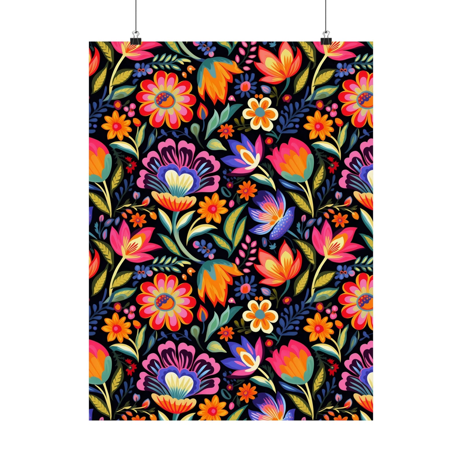 Mexican Floral Fiesta Pattern 052 - 18 in x 24 in Matte Poster