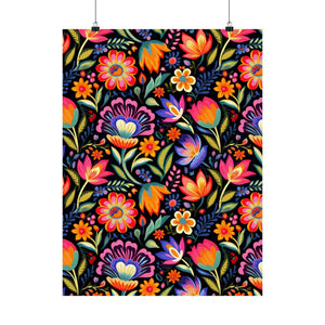 Mexican Floral Fiesta Pattern 052 - 18 in x 24 in Matte Poster