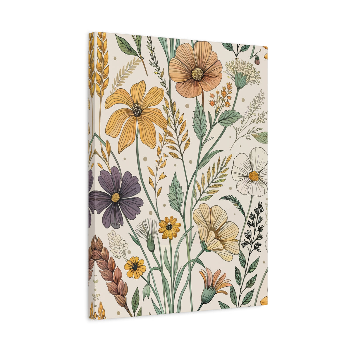 Wildflowers Pattern 002 - 18 in x 24 in Matte Canvas, Stretched, 1.25 in