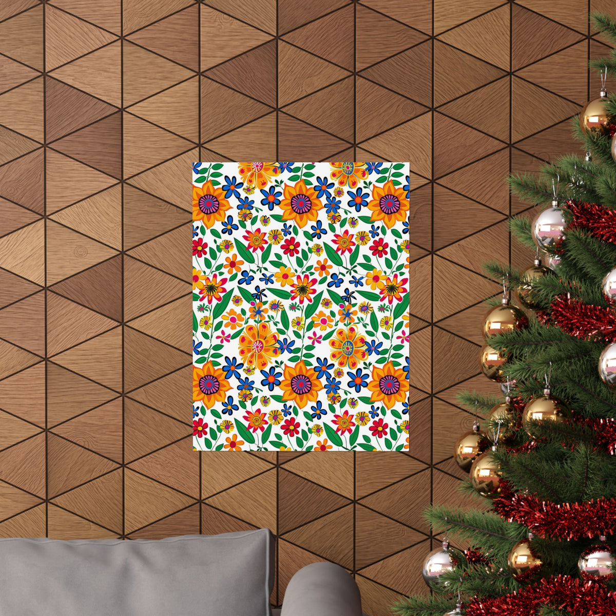 Mexican Floral Fiesta Pattern 007 - 18 in x 24 in Matte Poster