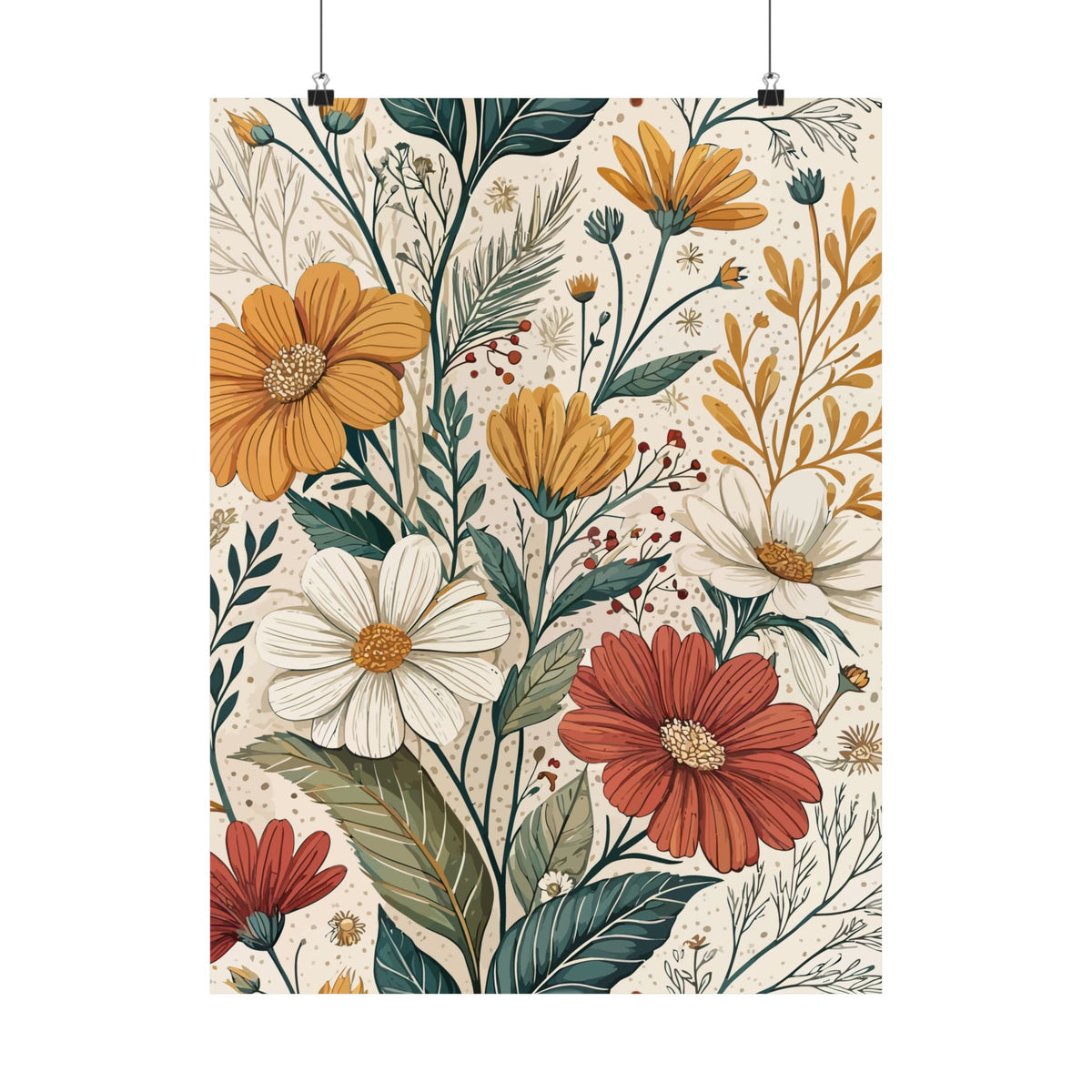 Wildflowers Pattern 070 - 18 in x 24 in Matte Poster