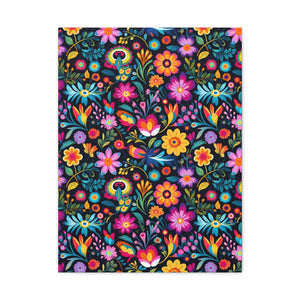 Mexican Floral Fiesta Pattern 055 - 18 in x 24 in Matte Canvas, Stretched, 1.25 in