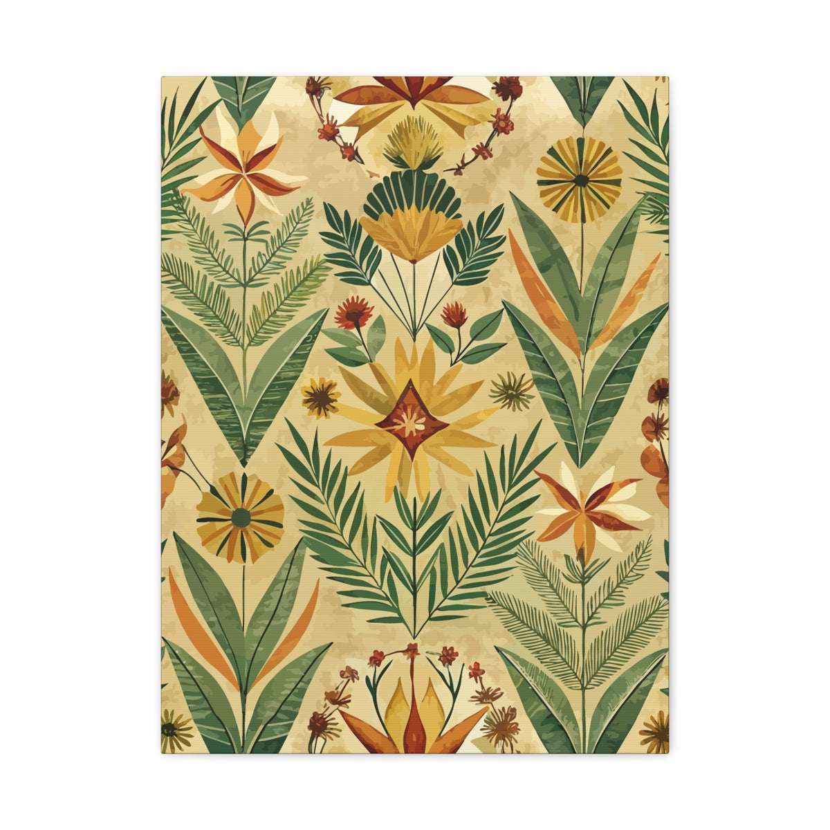 Folk Floral Pattern, Kenyan Inspired 02 - 18 in x 24 in Matte Canvas, Stretched, 1.25 in