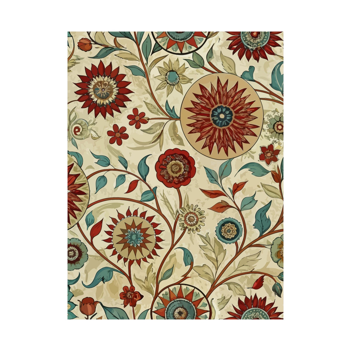 Folk Floral Pattern, Uzbek Inspired 01 - 18 in x 24 in Matte Poster