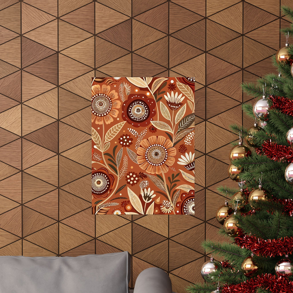 Folk Floral Pattern, Aboriginal Inspired 02 - 18 in x 24 in Matte Poster