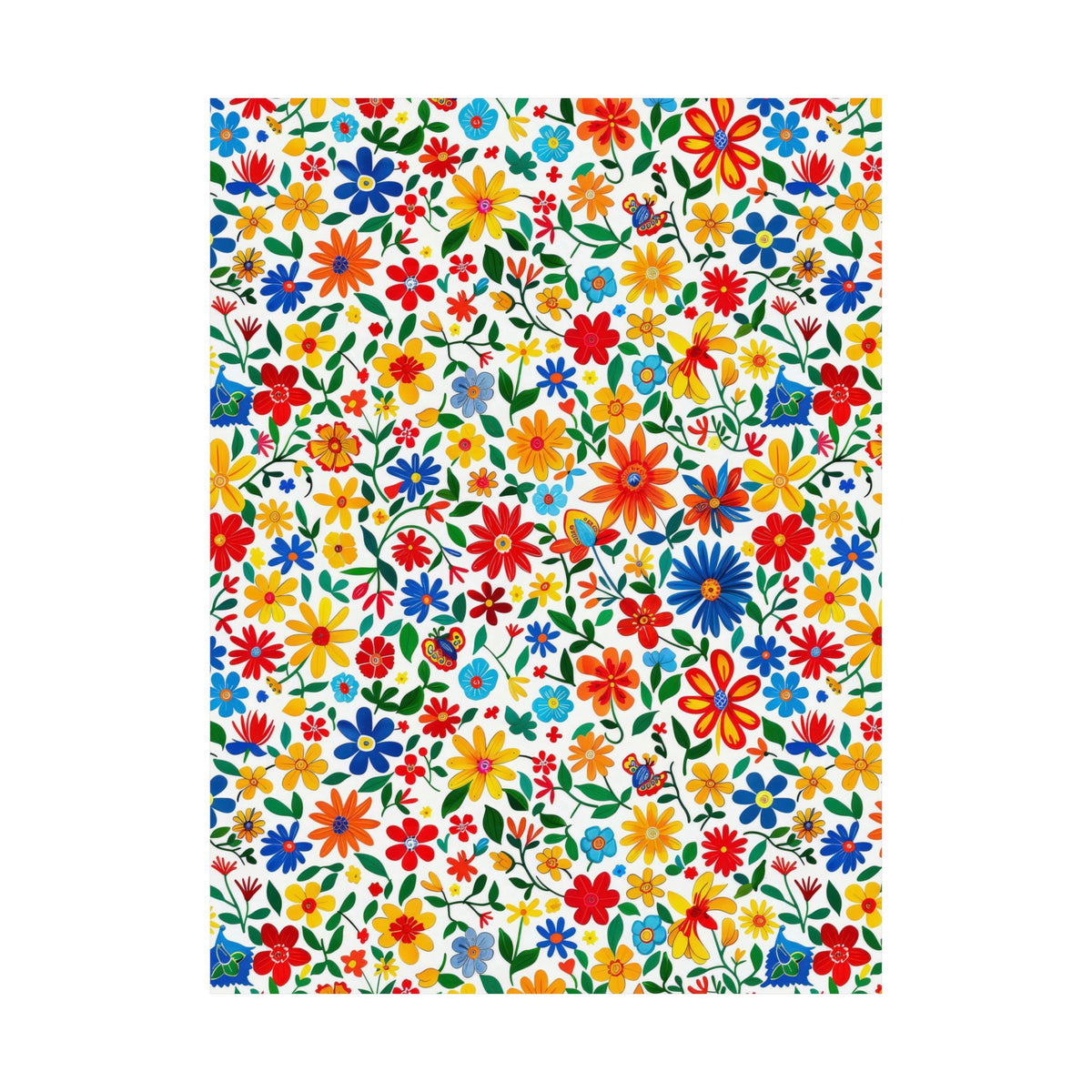 Mexican Floral Fiesta Pattern 009 - 18 in x 24 in Matte Poster