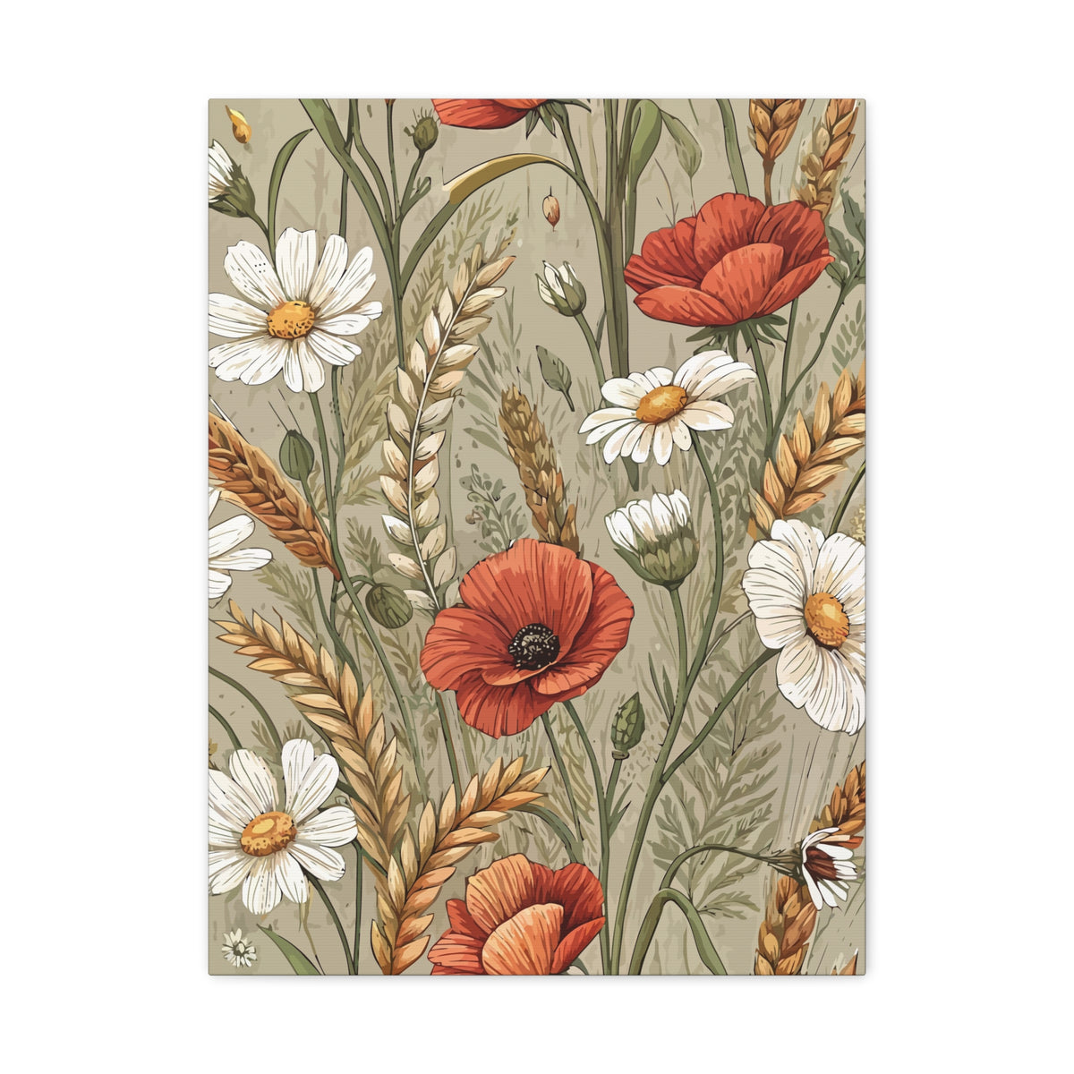 Wildflowers Pattern 141 - 18 in x 24 in Matte Canvas, Stretched, 1.25 in