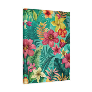 Folk Floral Pattern, South American Inspired 01 - 18 in x 24 in Matte Canvas, Stretched, 1.25 in