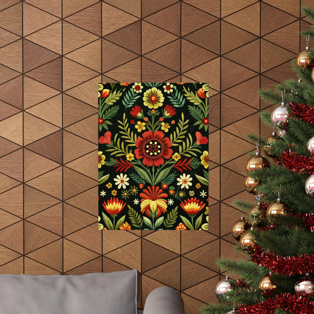 Folk Floral Pattern, Serbian Inspired 01 - 18 in x 24 in Matte Poster