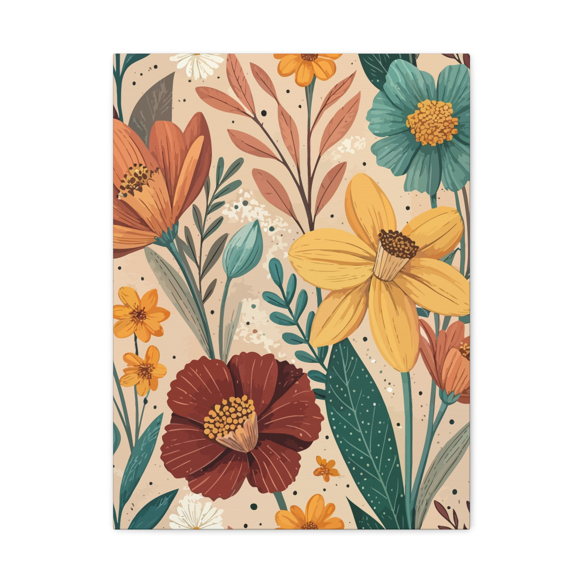 Wildflowers Pattern 171 - 18 in x 24 in Matte Canvas, Stretched, 1.25 in
