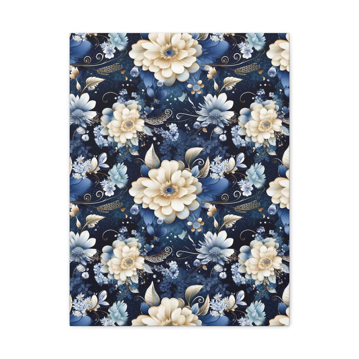 Nocturnal Bloom Pattern 001 - 18 in x 24 in Matte Canvas, Stretched, 1.25 in