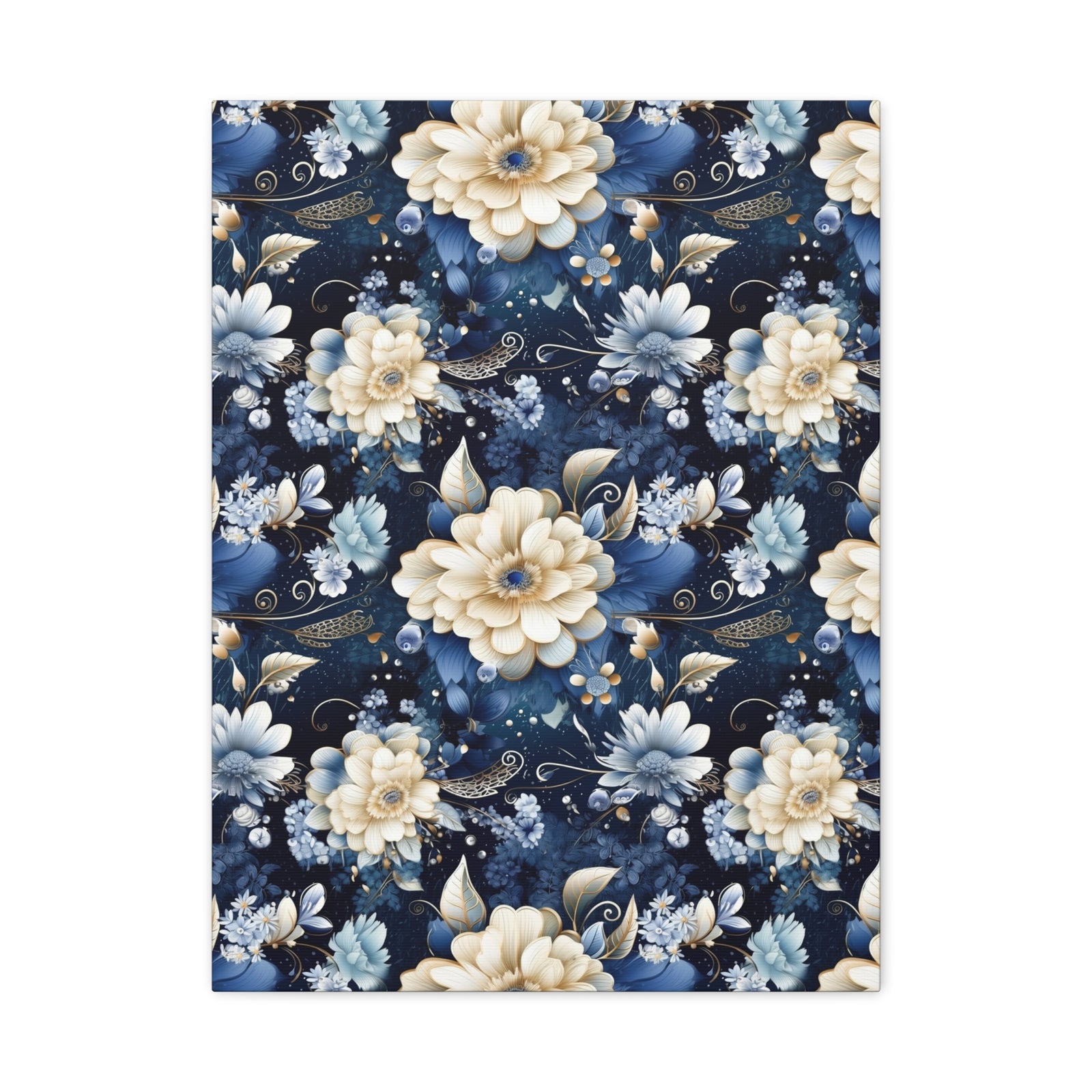 Nocturnal Bloom Pattern 001 - 18 in x 24 in Matte Canvas, Stretched, 1.25 in