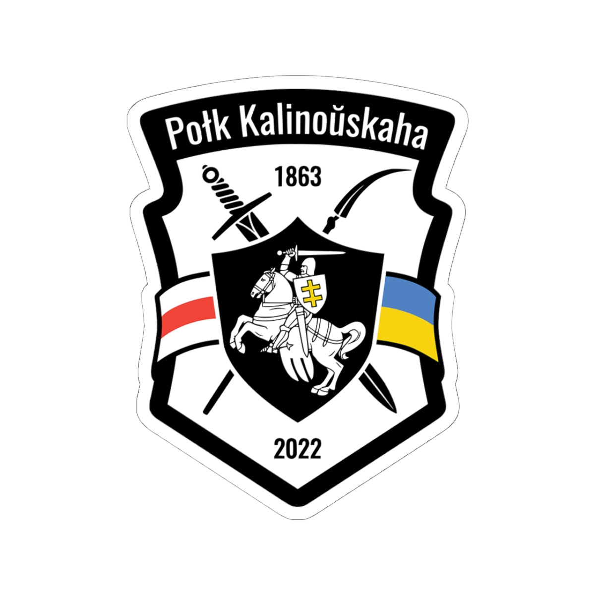 Kastus Kalinovsky Regiment (Ukraine) - 3" x 3" Kiss-Cut Sticker